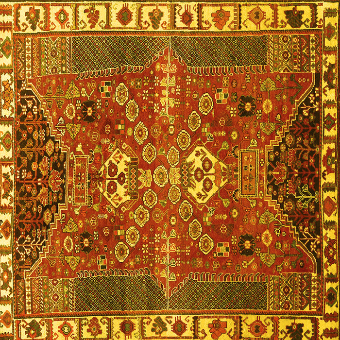 Square Machine Washable Persian Yellow Traditional Rug, wshtr876yw