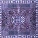 Square Machine Washable Persian Blue Traditional Rug, wshtr876blu