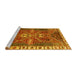 Sideview of Machine Washable Persian Yellow Traditional Rug, wshtr876yw