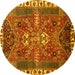 Round Persian Yellow Traditional Rug, tr876yw