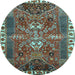 Round Persian Light Blue Traditional Rug, tr876lblu