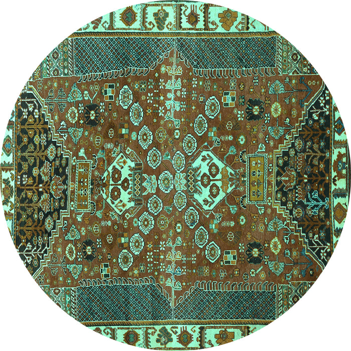 Round Persian Turquoise Traditional Rug, tr876turq