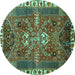 Round Persian Turquoise Traditional Rug, tr876turq