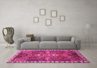 Machine Washable Persian Pink Traditional Rug, wshtr876pnk