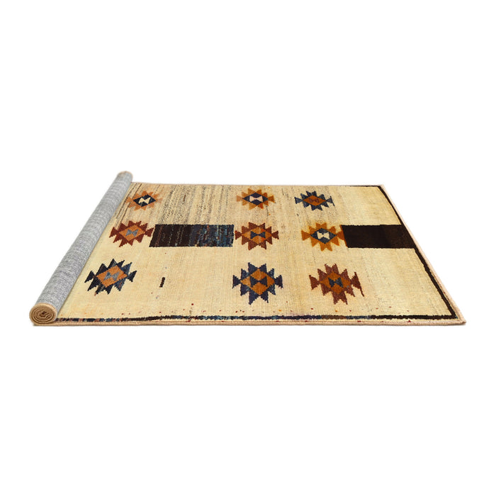 Sideview of Machine Washable Traditional Gold Brown Rug, wshtr877