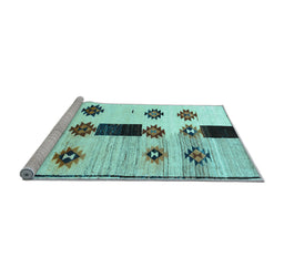 Sideview of Machine Washable Southwestern Light Blue Country Rug, wshtr877lblu