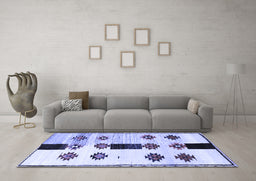 Machine Washable Southwestern Blue Country Rug in a Living Room, wshtr877blu