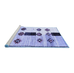 Sideview of Machine Washable Southwestern Blue Country Rug, wshtr877blu