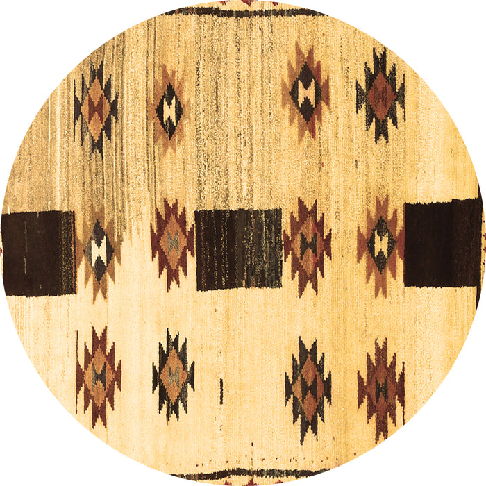 Round Southwestern Brown Country Rug, tr877brn