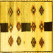 Square Machine Washable Southwestern Yellow Country Rug, wshtr877yw