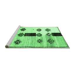 Sideview of Machine Washable Southwestern Emerald Green Country Area Rugs, wshtr877emgrn