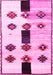Machine Washable Southwestern Pink Country Rug, wshtr877pnk