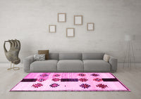 Machine Washable Southwestern Pink Country Rug, wshtr877pnk