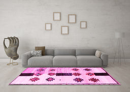 Machine Washable Southwestern Pink Country Rug in a Living Room, wshtr877pnk