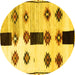 Round Southwestern Yellow Country Rug, tr877yw