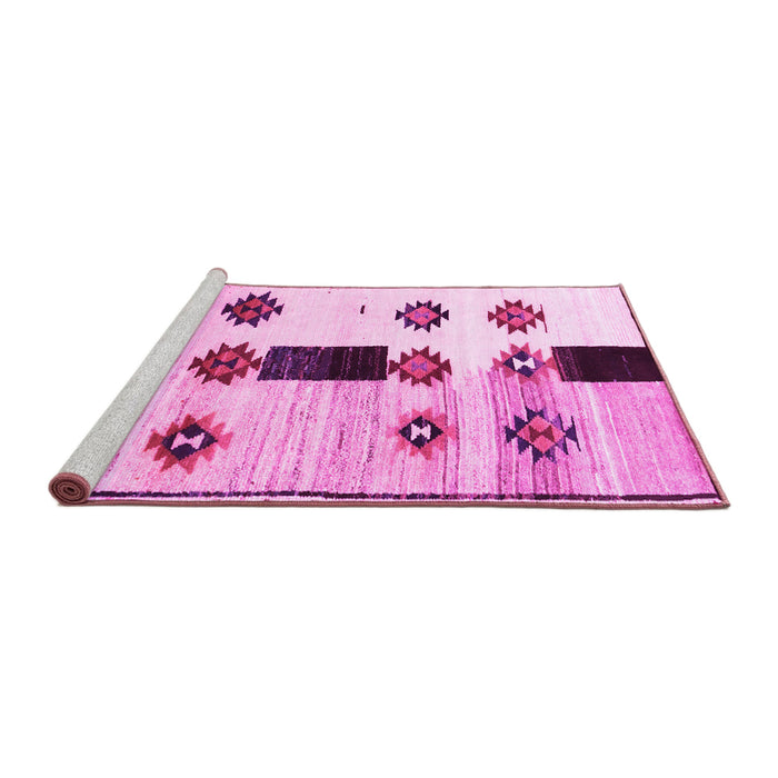 Sideview of Machine Washable Southwestern Pink Country Rug, wshtr877pnk