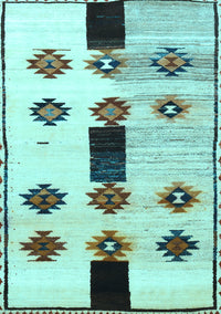 Southwestern Light Blue Country Rug, tr877lblu