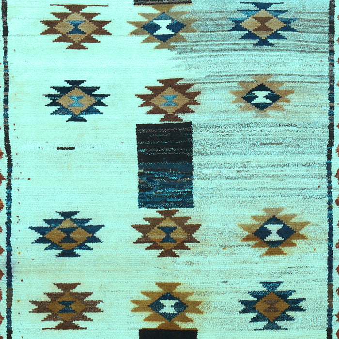 Southwestern Light Blue Country Rug, tr877lblu