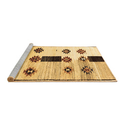 Sideview of Machine Washable Southwestern Brown Country Rug, wshtr877brn