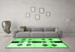 Machine Washable Southwestern Emerald Green Country Area Rugs in a Living Room,, wshtr877emgrn