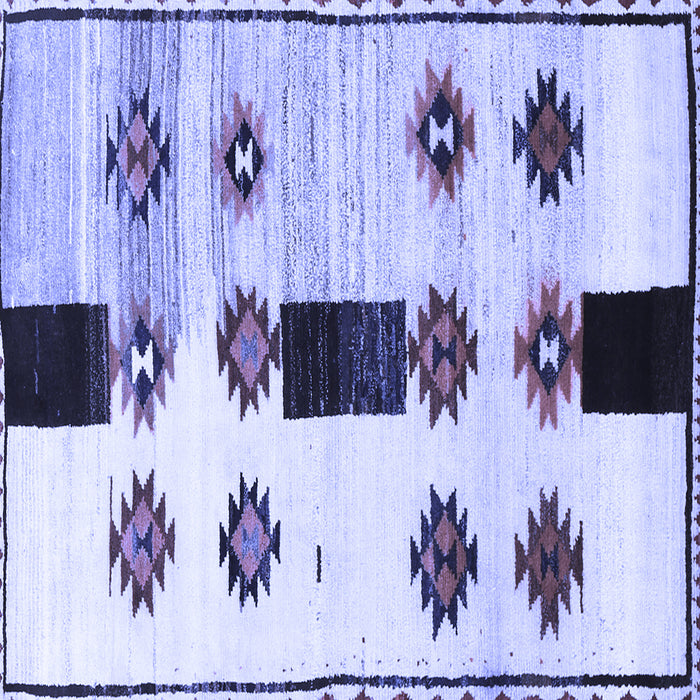 Square Machine Washable Southwestern Blue Country Rug, wshtr877blu