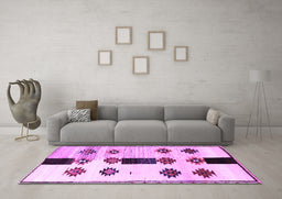 Machine Washable Southwestern Purple Country Area Rugs in a Living Room, wshtr877pur