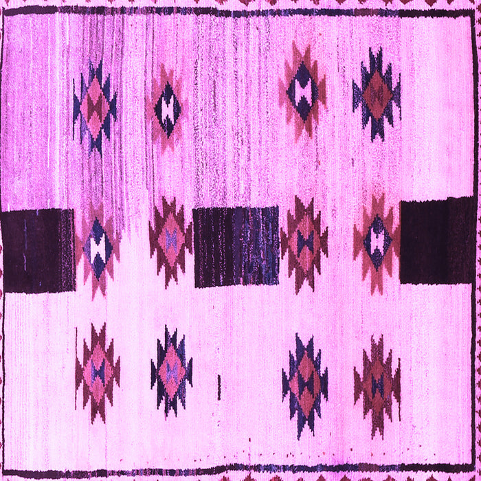 Square Machine Washable Southwestern Purple Country Area Rugs, wshtr877pur