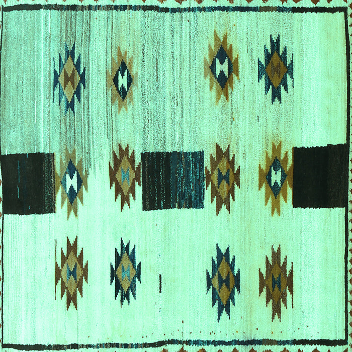Square Southwestern Turquoise Country Rug, tr877turq