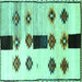 Square Southwestern Turquoise Country Rug, tr877turq