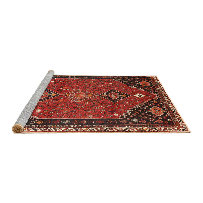 Sideview of Machine Washable Traditional Tomato Red Rug, wshtr878