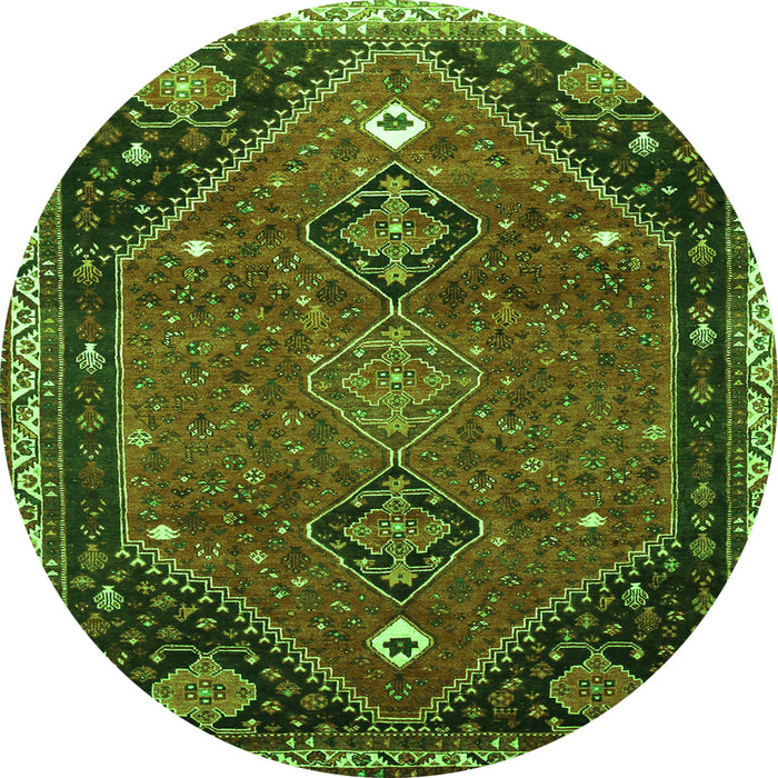 Square Persian Green Traditional Rug, tr878grn