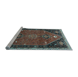 Sideview of Machine Washable Persian Light Blue Traditional Rug, wshtr878lblu