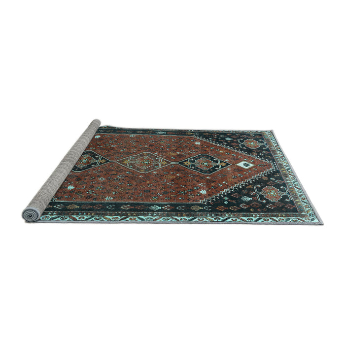 Sideview of Machine Washable Persian Light Blue Traditional Rug, wshtr878lblu