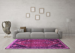 Machine Washable Persian Purple Traditional Area Rugs in a Living Room, wshtr878pur