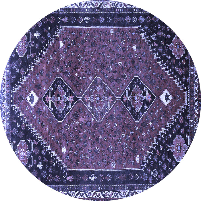 Round Machine Washable Persian Blue Traditional Rug, wshtr878blu