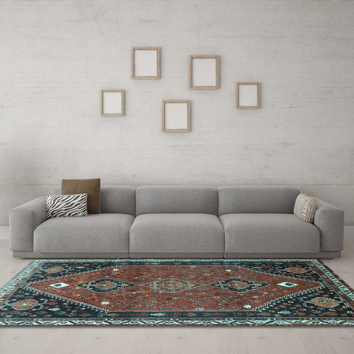 Machine Washable Persian Light Blue Traditional Rug in a Living Room, wshtr878lblu