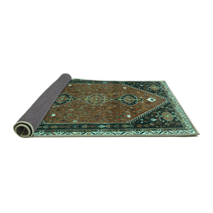 Sideview of Persian Turquoise Traditional Rug, tr878turq