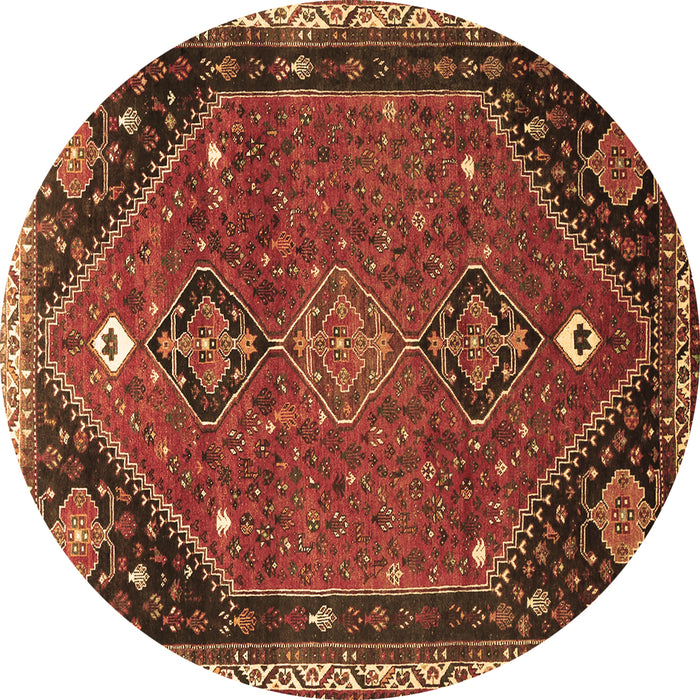 Round Persian Brown Traditional Rug, tr878brn