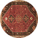 Round Persian Brown Traditional Rug, tr878brn