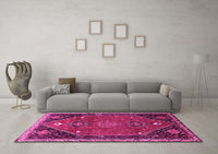 Machine Washable Persian Pink Traditional Rug, wshtr878pnk