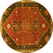 Round Persian Yellow Traditional Rug, tr878yw