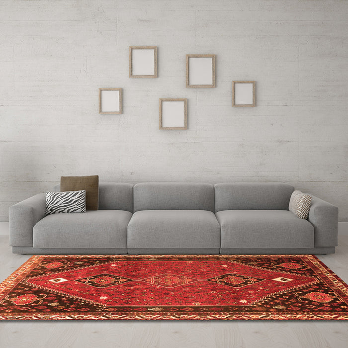 Machine Washable Persian Orange Traditional Area Rugs in a Living Room, wshtr878org