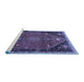 Sideview of Machine Washable Persian Blue Traditional Rug, wshtr878blu