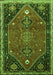 Serging Thickness of Machine Washable Persian Green Traditional Area Rugs, wshtr878grn