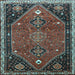 Square Machine Washable Persian Light Blue Traditional Rug, wshtr878lblu