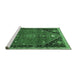Sideview of Machine Washable Persian Emerald Green Traditional Area Rugs, wshtr878emgrn