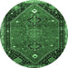 Round Persian Emerald Green Traditional Rug, tr878emgrn