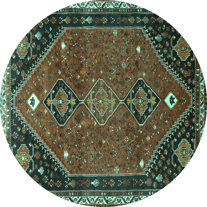 Round Persian Turquoise Traditional Rug, tr878turq