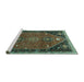 Sideview of Machine Washable Persian Turquoise Traditional Area Rugs, wshtr878turq