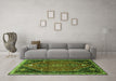 Machine Washable Persian Green Traditional Area Rugs in a Living Room,, wshtr878grn